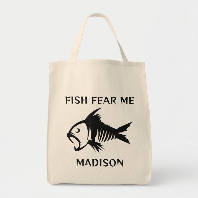 Custom Name & Text Fish Tote Bag (Front)