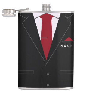 Custom Name Text Flask with Business Suit and Tie