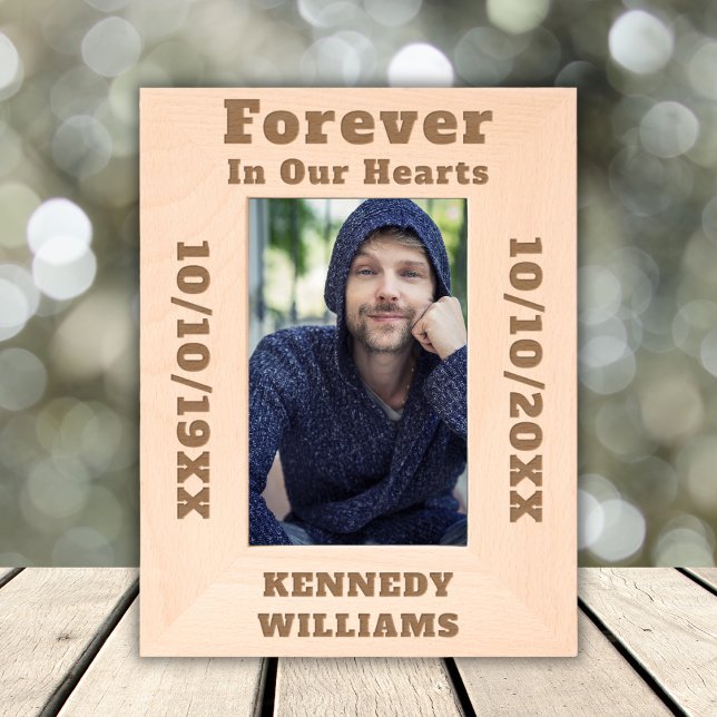 Custom Name Text Forever In Our Hearts Remembrance Etched Frames (Creator Uploaded)
