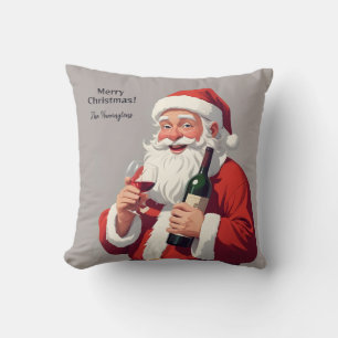 Custom Name & Text Funny Drunk Santa Cushion