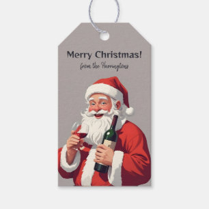 Custom Name & Text Funny Drunk Santa Gift Tags