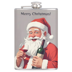 Custom Name & Text Funny Drunk Santa Hip Flask