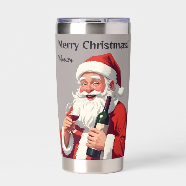 Custom Name & Text Funny Drunk Santa Insulated Tumbler (Front)