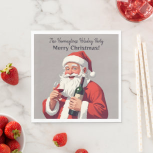 Custom Name & Text Funny Drunk Santa Napkin