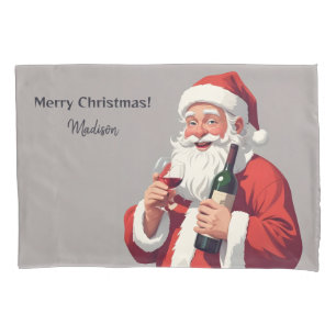 Custom Name & Text Funny Drunk Santa Pillowcase