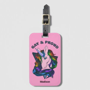 Custom Name & Text Gay Unicorn Luggage Tag