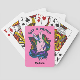 Custom Name & Text Gay Unicorn Playing Cards