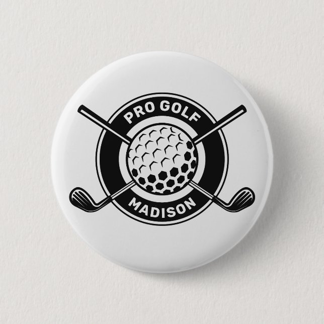 Custom Name & Text Golf 6 Cm Round Badge (Front)