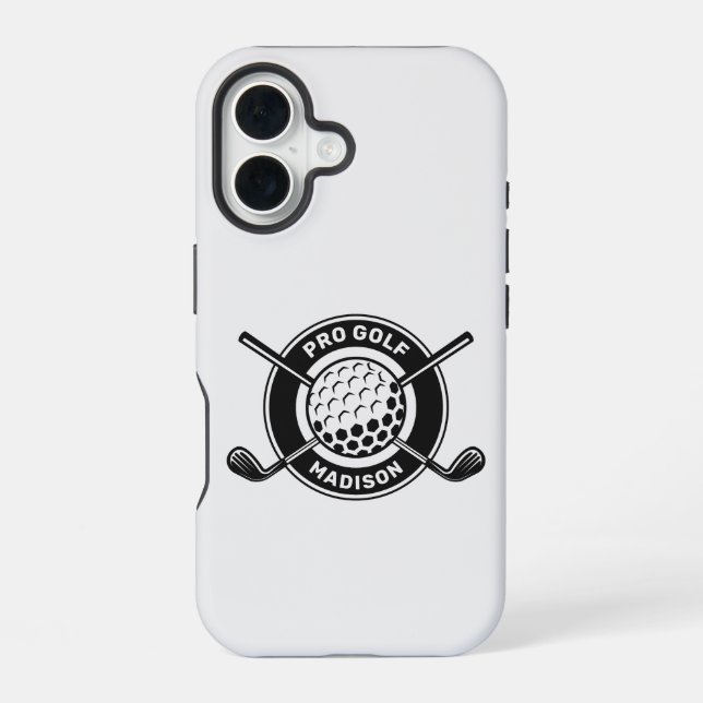 Custom Name & Text Golf iPhone 16 Case (Back)