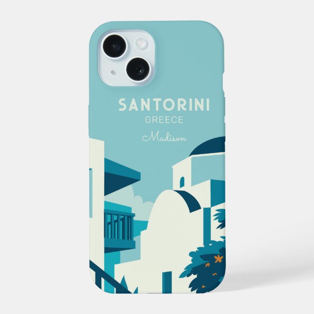 Custom Name & Text Greece iPhone 15 Case (Back)