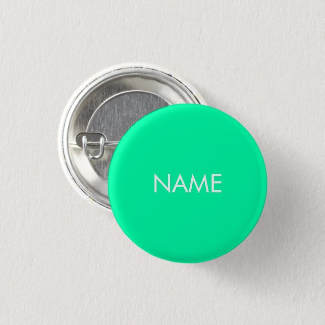 Custom name text green aqua minimalist pin button (Front & Back)