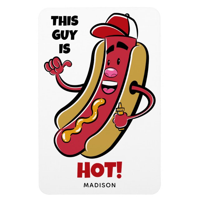 Custom Name & Text Hot Dog Magnet (Vertical)