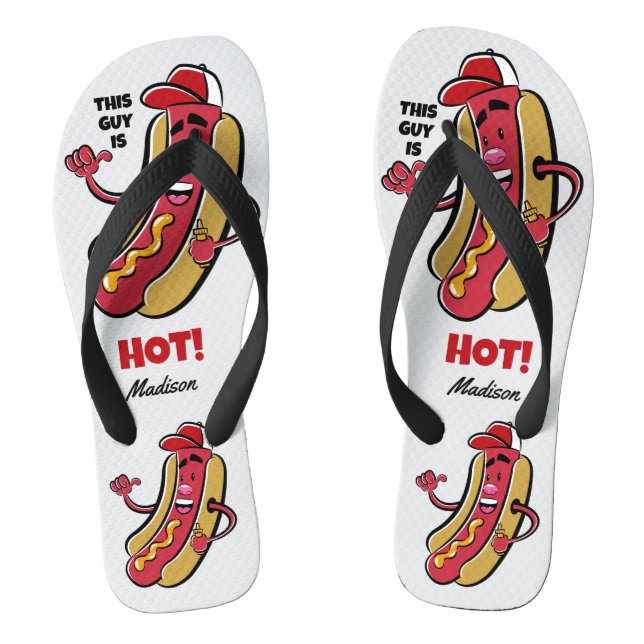 Custom Name & Text Hot Dog Thongs (Footbed)