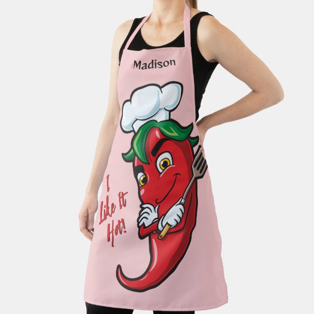 Custom Name & Text Hot Pepper Chef Apron (Insitu)