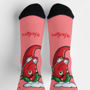 Custom Name & Text Hot Pepper Chef Socks
