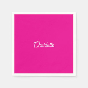 Custom name text Hot Pink white minimalist Napkin