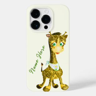 Custom Name Text iPhone Case with Baby Giraffe