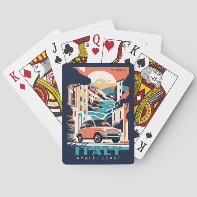 Custom Name & Text Italy Playing Cards (Back)