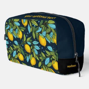 Custom Name & text Lemon Pattern Dopp Kit
