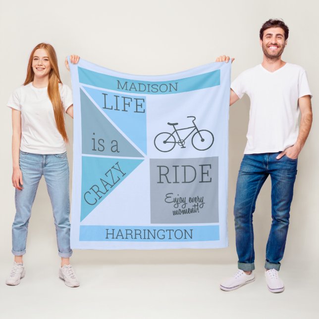 Custom Name / Text Life is a Crazy Ride Fleece Blanket (In Situ)