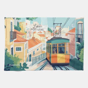 Custom Name & Text Lisbon Portugal Tea Towel