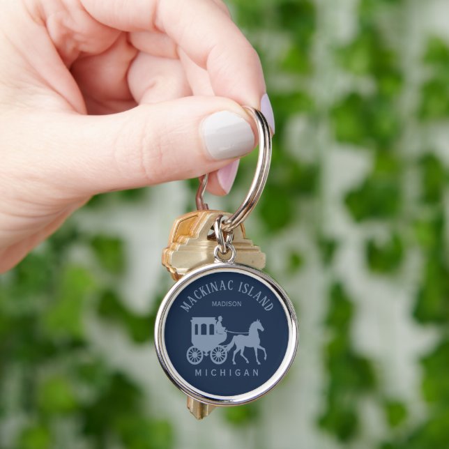 Custom Name & Text Mackinac Island Key Ring (Hand)