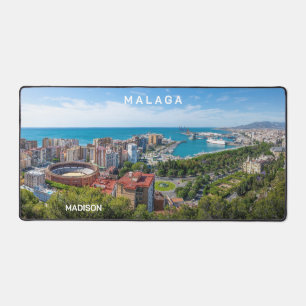 Custom Name & Text Malaga Spain Areal Photograph Desk Mat