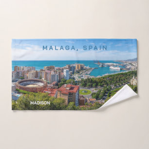 Custom Name & Text Malaga Spain Areal Photograph Hand Towel