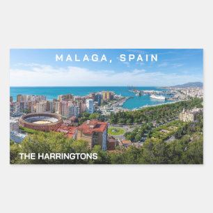 Custom Name & Text Malaga Spain Areal Photograph Rectangular Sticker