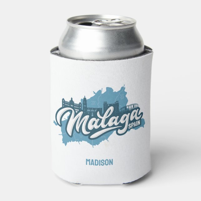 Custom Name / Text Malaga Spain Can Cooler (Can Front)