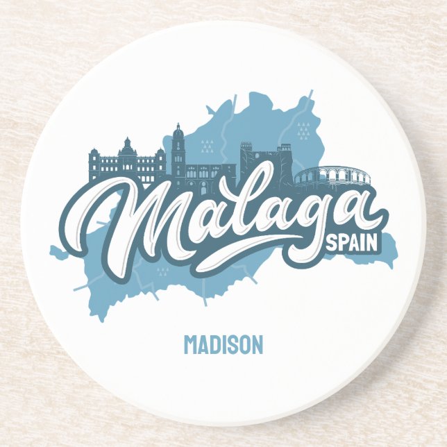 Custom Name / Text Malaga Spain Coaster (Front)