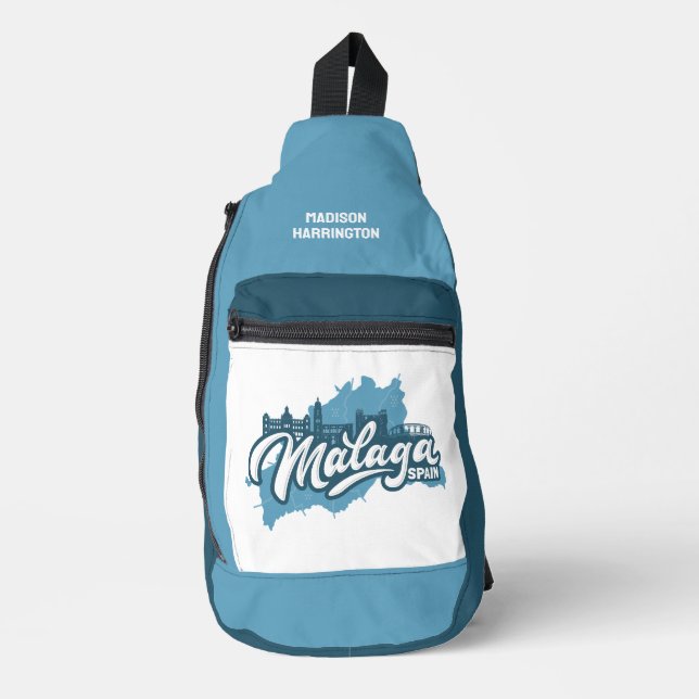 Custom Name / Text Malaga Spain Sling Bag (Front)