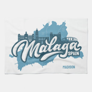 Custom Name / Text Malaga Spain Tea Towel
