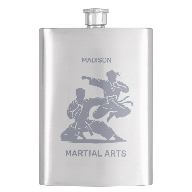 Custom Name & Text Martial Arts Hip Flask (Front)