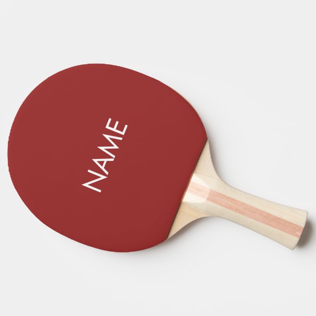 Custom name text monogram garnet red minimalist ping pong paddle (Side)