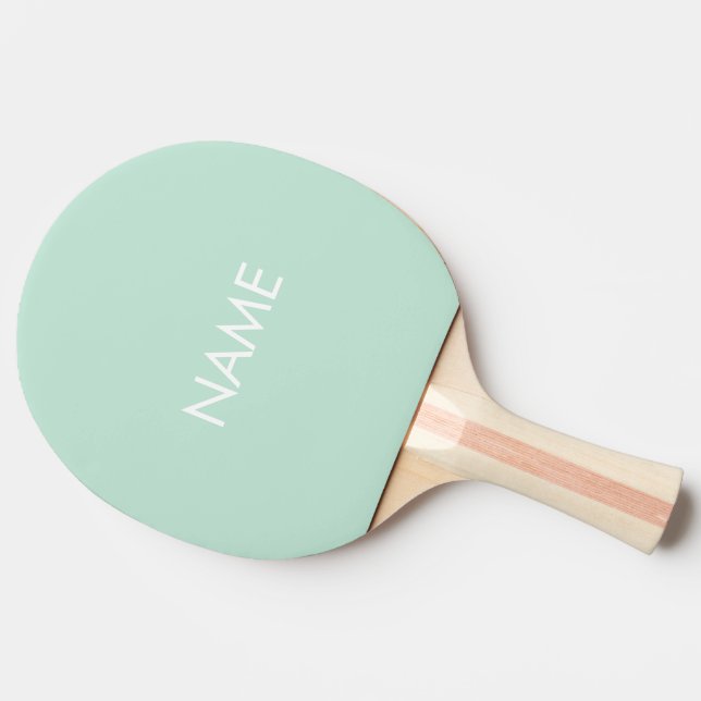 Custom name text monogram seafoam mint green  ping pong paddle (Side)