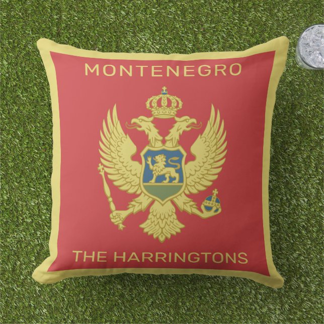Custom Name & Text Montenegro Flag Cushion (Grass)