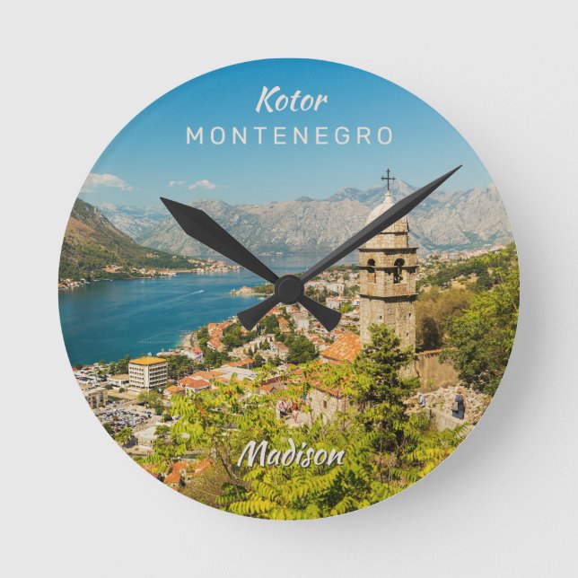 Custom Name & Text Montenegro Round Clock (Front)