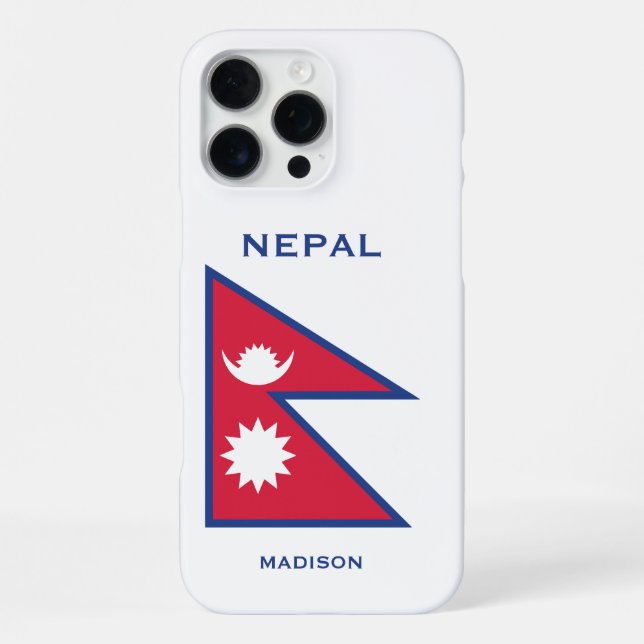 Custom Name & Text Nepal Flag iPhone Case (Back)