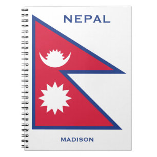 Custom Name & Text Nepal Flag Notebook