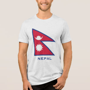 Custom Name & Text Nepal Flag Tri-Blend Shirt