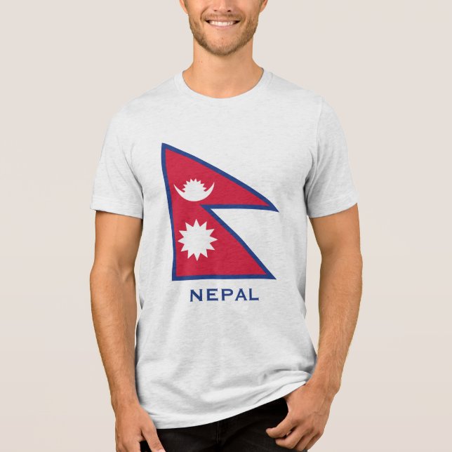Custom Name & Text Nepal Flag Tri-Blend Shirt (Front)