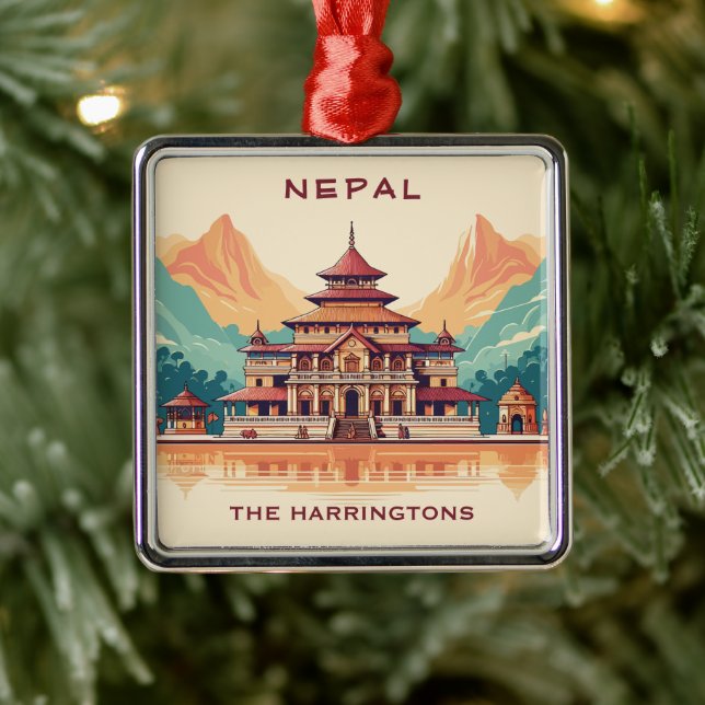 Custom Name & Text Nepal Metal Ornament (Tree)