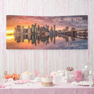 Custom Name & Text New York City Skyline Banner