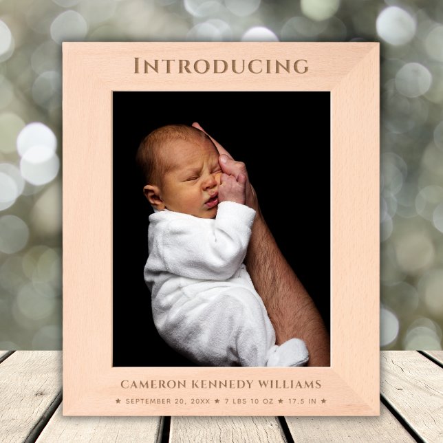 Custom Name Text Newborn Baby Birth Announcement Etched Frames (Creator Uploaded)