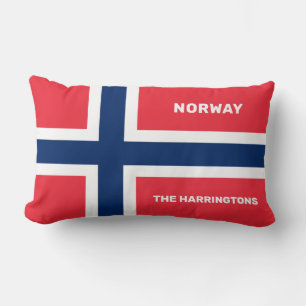 Custom Name & Text Norwegian Flag Lumbar Cushion