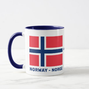 Custom Name & Text Norwegian Flag Mug