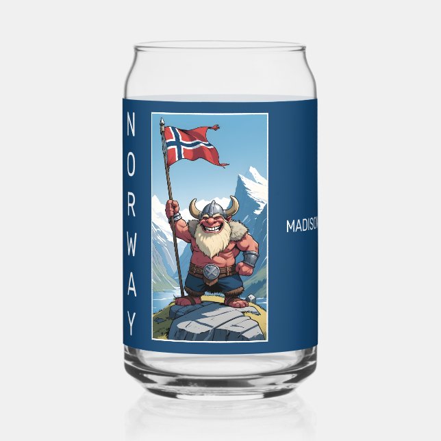 Custom Name & Text Norwegian Troll Can Glass (Front)