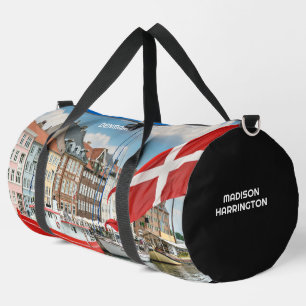 Custom Name & Text Nyhavn Copenhagen Denmark Duffle Bag