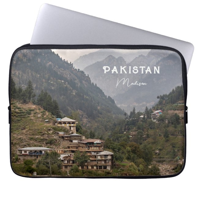 Custom Name & Text Pakistan Laptop Sleeve (Front)